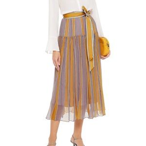 Zimmermann striped midi skirt with tie belt